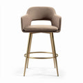 Tabouret de bar en tissu beige avec pieds en métal doré 45 x 50 x 100cm