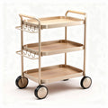 Chariot de service en métal doré avec plateaux en bois 80 x 40 x 75cm