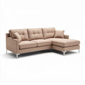 Canapé d'angle en tissu beige avec accoudoirs rembourrés 200 x 90 x 85cm