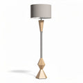 Lampe sur pied en bois et métal avec abat-jour en tissu beige 150 x 40 x 40cm