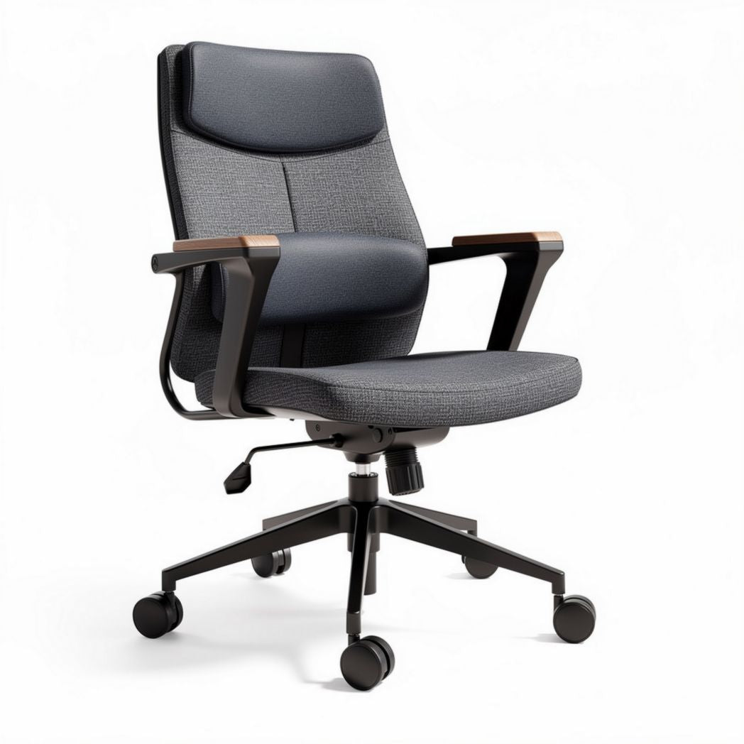 Chaise de bureau ergonomique en tissu gris avec accoudoirs ajustables 60 x 60 x 100cm