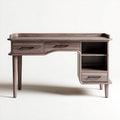 Bureau en bois gris avec tiroirs et étagères 150 x 60 x 75cm