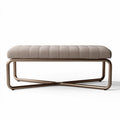 Pouf en tissu beige avec structure en métal 80 x 40 x 45cm pour intérieur moderne