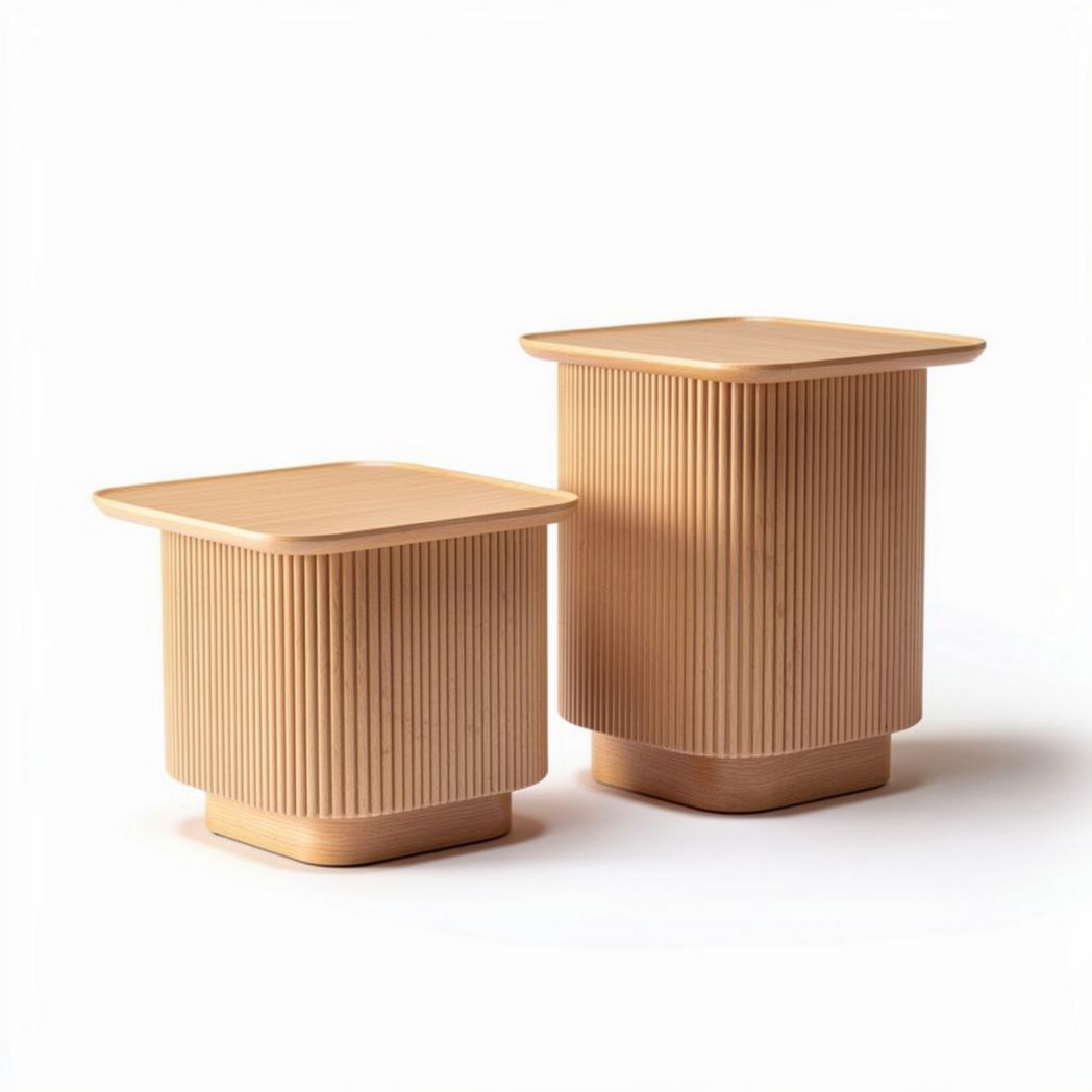 Tables d'appoint en bois de 30 x 30 x 40 cm avec design à rayures